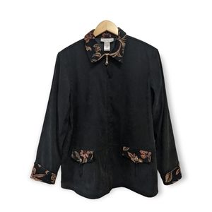 Susan Graver Black Velour Jacket, L